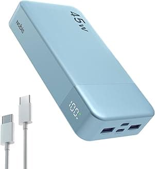NOBIS Power Bank, 45W 20000mAh Portable Charger, USB C Fast Charging, 4 Ports External Battery Pack with LED Digital Display, Compatible with Laptop, Phone 15 14 13 Pro S23 S22 (Blue)
