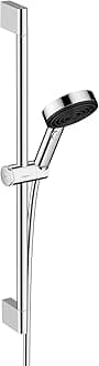 hansgrohe Pulsify S 1-Spray Handshower with Slide Bar and Hose, PowderRain, IntenseRain, Pulsating Massage, in Chrome, 24161001