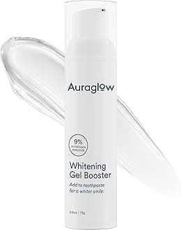 Auraglow Teeth Whitening Gel, 9% Hydrogen Peroxide, Add to Toothpaste to Whiten, 350+ Whitening Treatments, Removes Coffee Wine Tea Stains, No Trays or Strips, Made in USA, 2.6oz