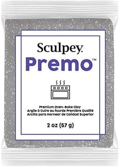 Sculpey Premo Polymer Oven-Bake Clay, White Gold Glitter, Non Toxic, 2 oz. bar, Great for jewelry making, holiday, DIY, mixed media and home décor projects