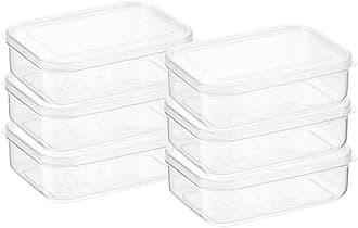 Lustroware Micro Clear Transparent Food Storage Containers with Lids – BPA-Free, Shatterproof, Dishwasher & Microwave Safe, 1.0 qt Stackable Refrigerator Organizer Bins, Made in Japan, Set of 6