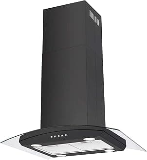 Island Range Hood Black 30 inch 700CFM, Ceiling Mount Kitchen Vent Hood Stainless Steel Ducted/Ductless Convertible Extractor Stove Exhaust Fan, 5-layer Filters, Curved Tempered Glass
