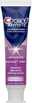Crest, 3D White, Fluoride Anticavity Toothpaste, Radiant Mint, 2 Pack, 3.8 oz (107 g) Each