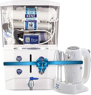 KENT Supreme Alkaline RO Water Purifier & Hand Blender 150 Watt | Multiple Purification Process | RO + UV + UF + Alkaline + TDS Control + UV LED Tank/Auto Flush/Activated Carbon Filter