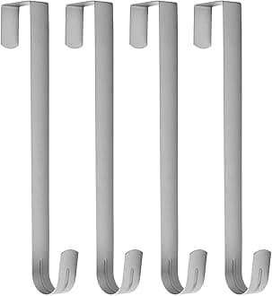 Sattiyrch 15" Wreath Hanger for Front Door,Sturdy Steel Wreath Door Hanger,Over The Door Hanger Hook (Silver,4)