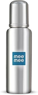Mee Mee Baby Steel Feeding Bottle 250ml | Baby Milk Bottle with Advanced Anti Colic Valve, BPA Free, Soft Silicone Teat, Wide Neck for Babies/Infants/Newborns of 0-2 Years