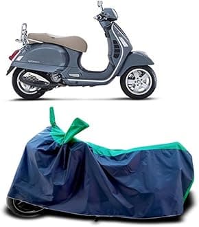 DUFFEL-Two Wheeler Bike Body Cover Compatible for Vespa Gts 300 Heat Protectio/UV-Rays/Birds Dropping/DustProof/Waterproof Indoor Outdoor and Parking Full Body Protection All Variants [Green Patta]