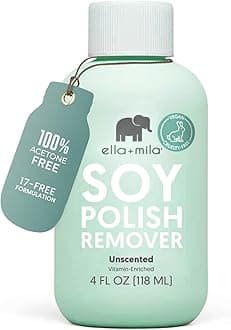 ella+mila Soy Nail Polish Remover Non-Acetone Nail Polish Remover - Non-Toxic Fingernail Polish Remover - For Natural Nail Polishes - Unscented & Enriched With Vitamins A, C & E(4 fl oz) Teal