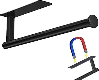 ASTOFLI Magnetic Fridge & Wall Mount Towel Holder, Sturdy Under Cabinet, Black Hanging, Magnet Wall