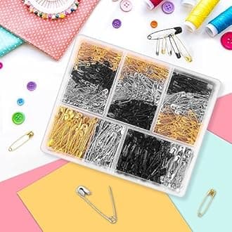 630 Pack Safety Pins Assorted, 5 Different Sizes Small and Large Safety Pin for Clothes Pins Sewing, Nickel Plated Steel, Arts and Crafts Supplies (3 Colors)