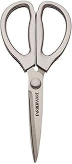 Farberware All Purpose High Carbon Stainless Steel Shears with Contoured Handles, 8.2 x 3.5 x 0.5 inches, Silver