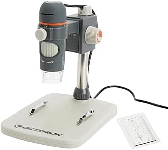 Celestron 44308 Handheld Digital Microscope Pro, 20x-200x Magnification, Grey/White