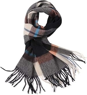 Pure Wool Scarves For men women, Pashmina Tartan Scarf,Cold Weather Scarf, Vertical Stripe Knit Winter Scarf