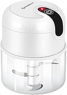 EASYSPEED Electric Garlic Chopper 1Cup, Mini USB-C Charging Food Processor, Garlic Mincer with 3 Stainless Steel Sharp Blades, Portable Kitchen Meat Grinder for Onion, Ginger, Chili, Baby Food, White