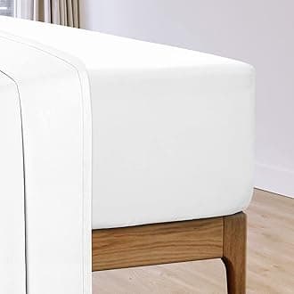 Pizuna Cotton Percale Super King Fitted Sheet White,100% Long Staple Combed CottonFitted Sheet 180x200 cm,Percale Weave Superking Fitted Sheet Extra Deep 40 cm Fit 1 PC White