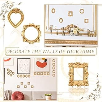 Vicenpal 40 Pcs Vintage Resin Picture Frame Antique Photo Resin Frame Mini Resin Jewelry Display Frame Photography Photo Frame DIY Small Photo Frame for Photo Home Decoration (Gold)