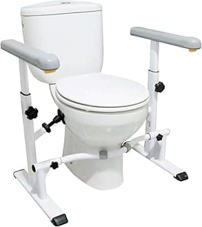 KMINA Toilet Frame for Disabled and Elderly, Adjustable Height and Width, Sturdy and Secure Rails, Easy to Install