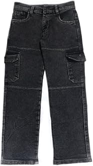 Boys Solid Cargo Denim Jeans