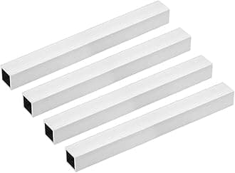 uxcell 6063 Aluminum Square Tube, 20mmx20mmx2mm Wall Thickness 200mm Length Seamless Straight Pipe Tubing 4 Pcs