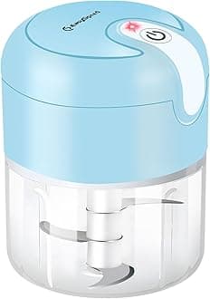EASYSPEED Electric Garlic Chopper 1Cup, Mini USB-C Charging Food Processor, Garlic Mincer with 3 Stainless Steel Sharp Blades, Portable Kitchen Meat Grinder for Onion, Ginger, Chili, Baby Food, Blue