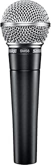 Shure SM58-LC, Cardioid Dynamic Vocal Microphone, Dynamic, Studio Ready, Cardioid, For Live Performance, Home Recording & Podcast