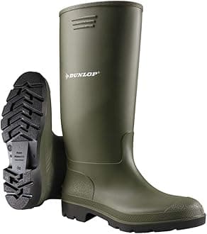 DUNLOP Pricemastor Classic Rain Boots for Men and Women, Waterproof, Chemical Resistant, Lightweight and CE Certified, Durable PVC Wellington Boots for Industrial & Leisure, Size 35-48, Green, 10
