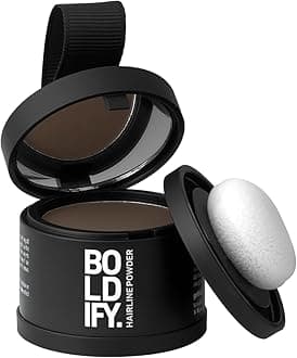 BOLDIFY Hairline Powder - Water-Resistant Root Touch Up Hair Color for Gray Coverage - 24-Hour Stain-Proof, Mess-Free Hair Powder for Thinning Hair - Medium Brown