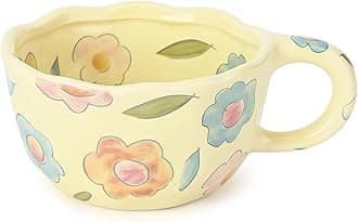 Koythin Ceramic Coffee Mug, Cute Floral Fruit Cup, Couple Mugs 8.5 oz/250 ml for Latte Tea Milk, Suitable for Mom on Mother's Day (Colorful Flowers)