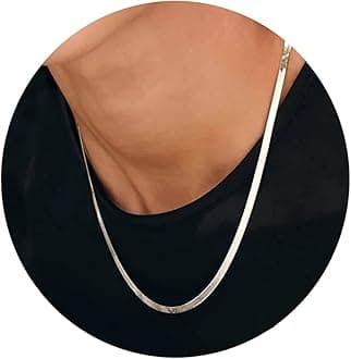 DEARMAY 14K Gold Plated Necklaces for Women, Dainty Gold Herringbone Choker Necklace Thin Layered Snake Chain Jewelry for Gifts