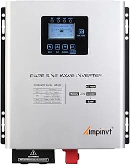 Ampinvt 800W Pure Sine Wave Inverter with AC Charger, DC 12V to AC 120V Output,UPS Backup Power Low Frequency Inverter for Lithium, Sealed,AGM, Gel,and Flooded Batteries