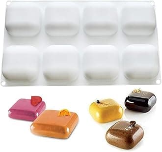 OCPO KITCHEN Square Silicone Baking Mold for Mousse Cake, 3D Silicone Mold for Baking Cakes, Dessert Mold for Pastry Chocolate Pudding Ice Cream, Handmade Soap Mold, Cake Decoration Mold (8-Cavity)