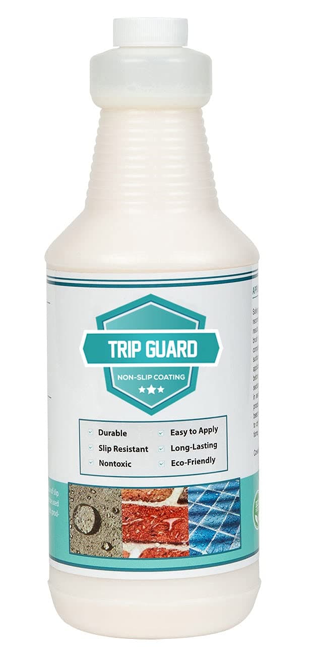 Trip Guard - Clear Anti Slip - Safety Tile and Floor Treatment - Commercial Grade Textured Non Slip Coating for Stairs, Floors, Walkways, Concrete, Decks, Pickleball Courts - Elimate Slippery Surfaces
