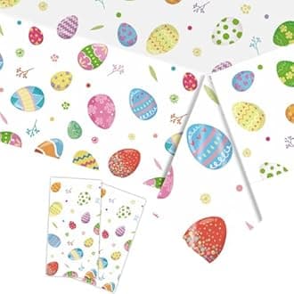 yayafunfun 2pcs Easter Table Cloth Party Plastic Easter Egg Tablecloths,137 * 274cm Large Waterproof Egg Tablecloth Tablecover Rectangle Easter Party Tablecloth for Spring Easter Party Decor