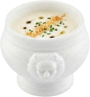 Restaurantware 6 Ounce Porcelain Bowls 10 Lion Head Design Porcelain Small Bowls - Microwave-Safe Oven-Safe White Porcelain White Bowls Chip-Resistant Round