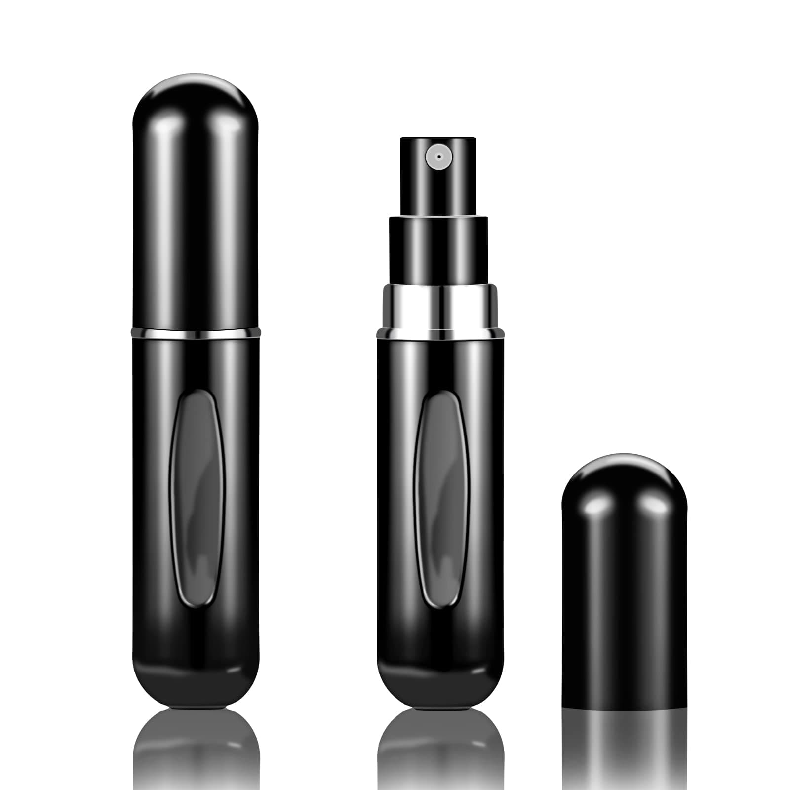 2Pcs Refillable Perfume Atomizer Bottles,Portable Mini Separate Perfume Bottle,Travel and Outings Spray Boxes Dispensers 5ml/0.2oz (Black)