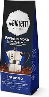 Bialetti Perfetto Moka Ground – Authentic Italian Roast for Moka Pots & Stovetop Brewers, Rich Aroma & Smooth Finish, Compatible with Aeropress, Cafetiere & Home Machines (250g, Intenso)
