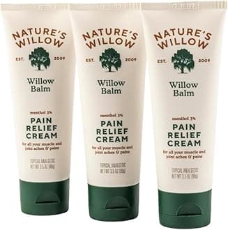 - Willow Balm Natural Pain Relief Cream for Muscles & Joints | Fast-Acting with Willow Bark & Menthol | Free from Artificial Fragrances & Dyes | 3-Pack | 3.5 fl oz