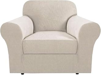 H.VERSAILTEX Stretch 2 Piece Chair Covers for Armchair Chair Covers for Living Room Furniture Cover Suit for T Cushion/Box Cushion, Jacquard Fabric Small Checks(Armchair-Oversized, Island Fossi)