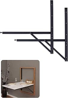 Heavy Duty Wall Mountable Folding Dining Table Brackets with Collapsible Hinges and Shelf The Perfect Solution for Study Desks, Office Tables, Home Computer Tables (Only Brackets) (2ft)