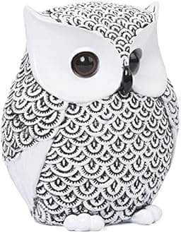 Artpual Owl Statue Home Decor Accents Small Decor Items for Shelf Owl Figurines Home Decorations for Living Room Office Bedroom, Gifts for Owl Lover, White