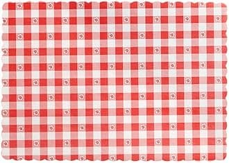 Disposable Paper Placemats – Premium, 50 Pack of Red Scalloped Edge Placemats, Perfect Size 10x 14