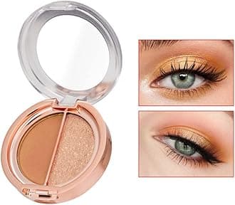 Double color eye shadow, high pigment eye makeup palette, matte shimmer metal eye shadow powder, waterproof and durable color eye makeup (04#Golden brown)