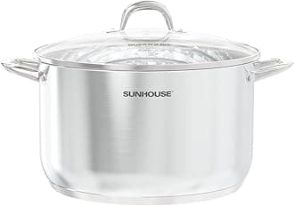 SUNHOUSE 16 -Quart Stainless Steel Stockpot – Heavy-Duty Induction Pot with Lid and Riveted Handles – Ideal for Soup, Seafood, Stock, Canning, and Catering for Large Groups and Events