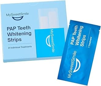 MySweetSmile Dentist-Approved Teeth Whitening Strips – IndyBest Winners 2023 & 2024 – Whiter Teeth in 7 Days – 21 Treatments – Reverses Years of Yellowing – Non-Slip & Sensitivity-Free – Pap Formula