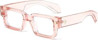 EYLRIM Square Thick Frame Glasses for Women Men Chunky Rectangle Blue Light Glasses Non Prescription Eyeglasses