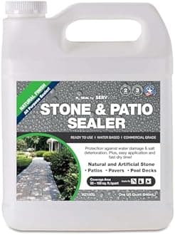 Serveon Sealants Natural Stone Sealer (Clear Natural Finish) Commercial Grade Outdoor Indoor Waterproof Grout Sealer Protects Pavers Pools Patios Decorative Landscape Stones (1 Quart) H2100S