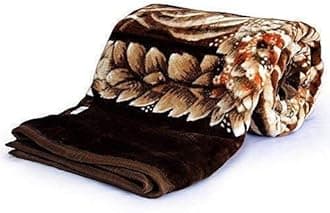 Korean Mink Floral Embossed Double Bed Blanket (221x241 cm, Brown)