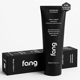 Fang Natural Toothpaste|Teeth Whitening|Heals Sensitive Teeth|Fights Cavities, Gum Diseases & Bad Breath|SLS & Chemical Free |Organic, Vegan (Pack of 1, Activated Charcoal)