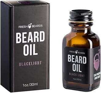 Fresh Beards Black Light Beard Oil - Spice, Wood, and Citrus Fragrance - Men’s Beard and Mustache Oil - Soothing Anti-Itch Moisturizer & Softener - Dandruff Prevention & Healthy Beard Growth