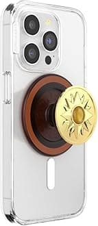 Pop Sockets Round Smartphone Grip, MagSafe Compatible, Adapter Ring Included, Smartphone Holder, Wireless Charging Compatible, Sun Jewel Amber